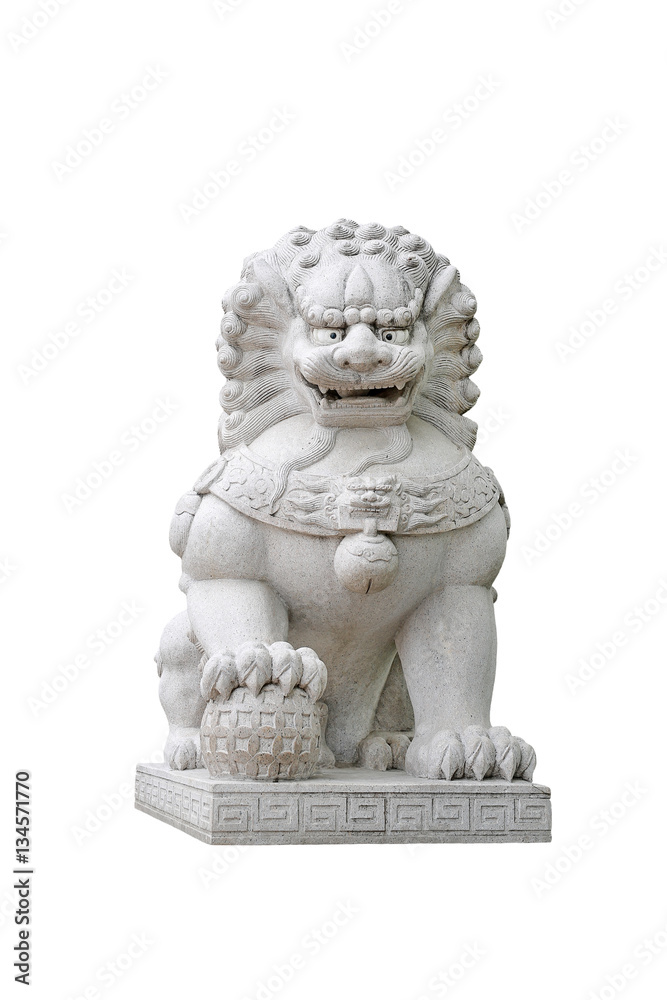 Chinese Imperial Lion Statue, Isolated on white background. Chinese Imperial Lion Statue, Isolated on white background.