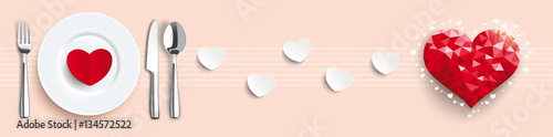Low Poly Heart Valentine Knife Fork Spoon Header