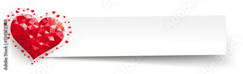 Low Poly Heart Paper Banner Header