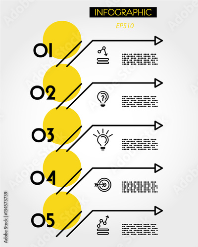 yellow linear five options with arrows