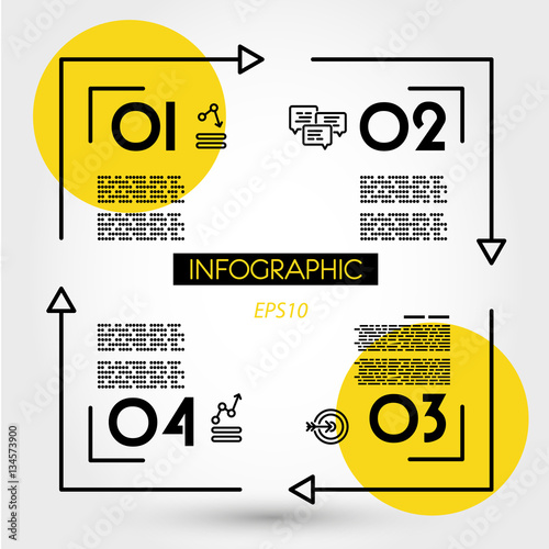 yellow linear infographics sqaure