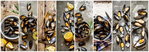 Food collage of clam .