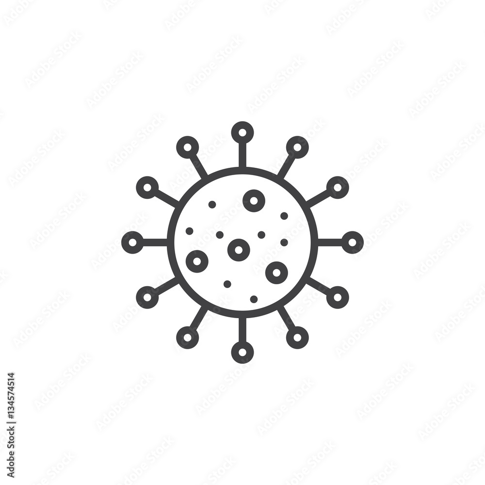 Obraz premium Virus line icon, outline vector sign, linear pictogram isolated on white. Infection symbol, logo illustration