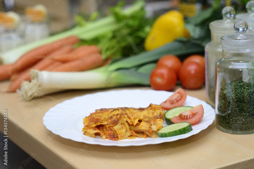 Lasagne Selbstgemacht mit gesunden Zutaten Stock-Foto | Adobe Stock