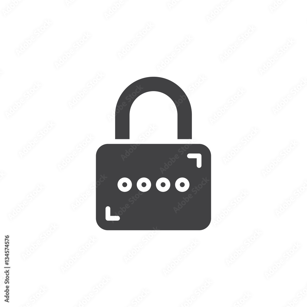 Padlock, Lock icon vector, filled flat sign, solid pictogram isolated on white. Password symbol, logo illustration