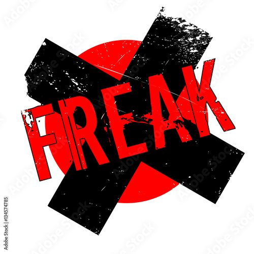 Freak rubber stamp. Grunge design with dust scratches. Effects can be easily removed for a clean, crisp look. Color is easily changed.