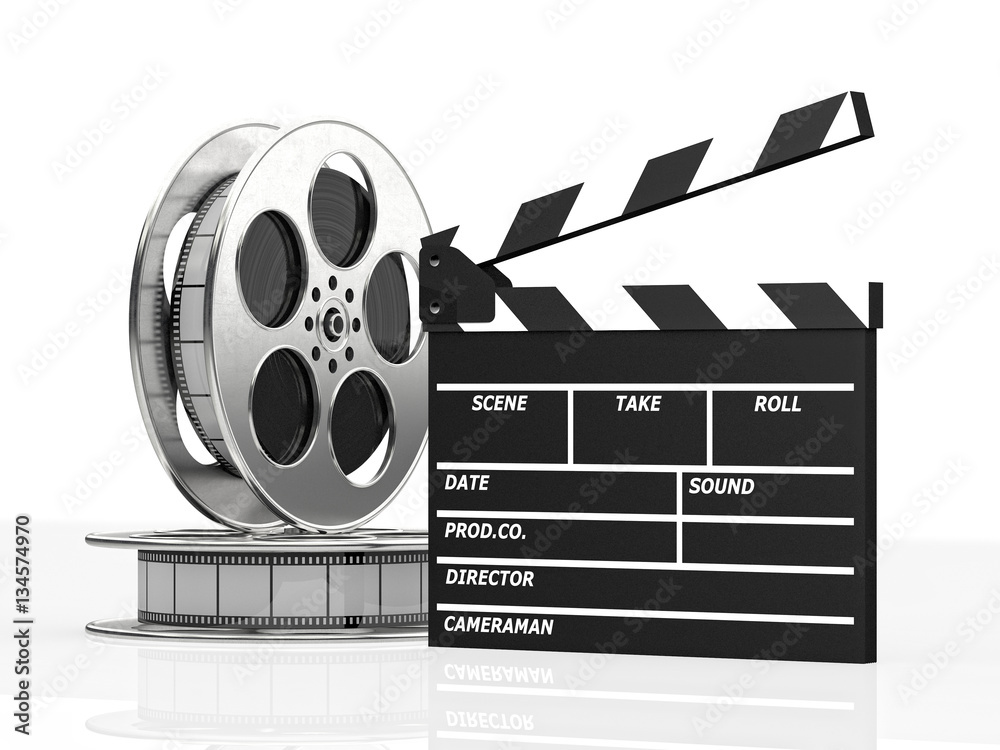 Fototapeta premium clapboard and film roll