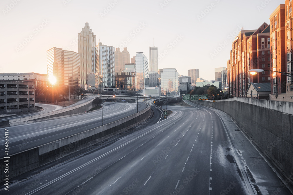 Atlanta city early morning skyline