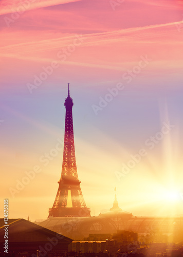 Paris. Eiffel Tower during a sunset.