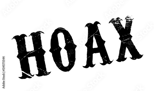 Hoax rubber stamp. Grunge design with dust scratches. Effects can be easily removed for a clean, crisp look. Color is easily changed.
