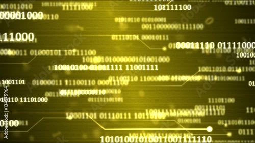 Random Binary Codes and Computer Themed Animation - Loop Yellow