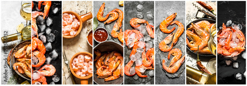 Food collage of shrimp.
