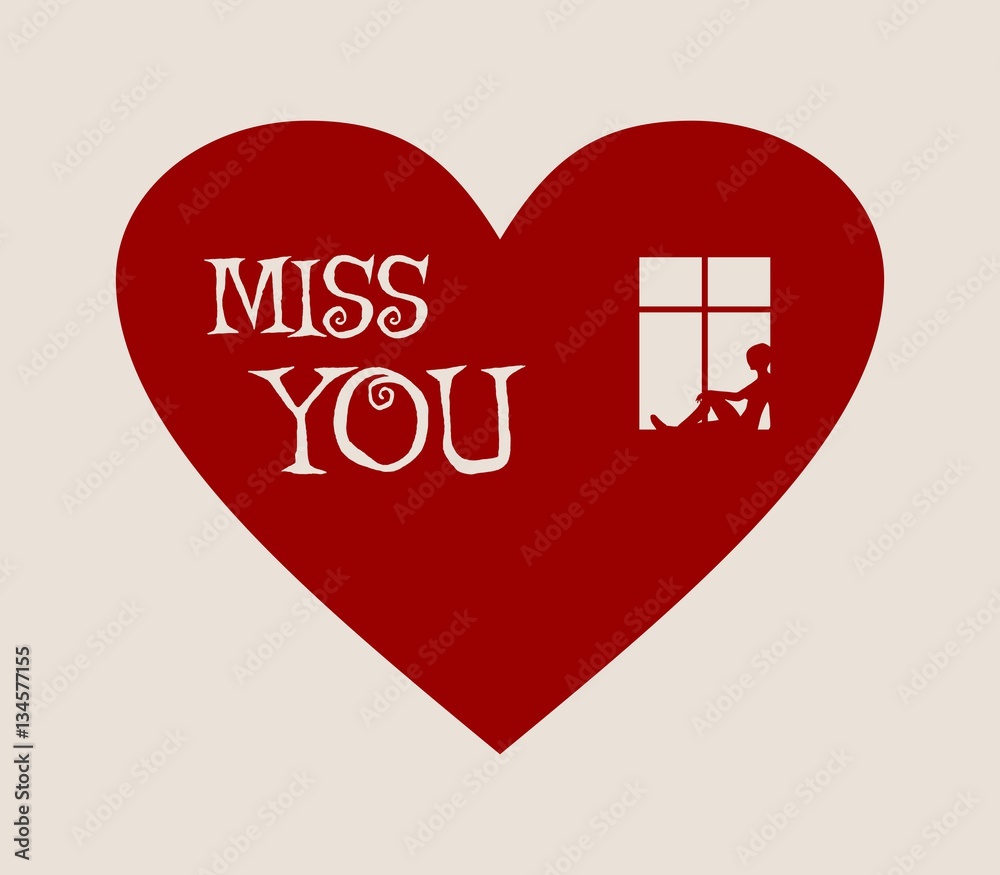 Happy valentines day and wedding design elements. Vector illustration. Window and waiting woman placed on pink heart silhouette . Background relative to valentines day. Celebration card pattern Happy valentines day and wedding design elements. Vector illustration. Window and waiting woman placed on pink heart silhouette . Background relative to valentines day. Celebration card pattern