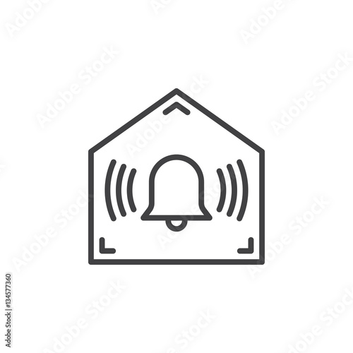 Home secured by alarm system line icon, outline vector sign, linear pictogram isolated on white. Symbol, logo illustration