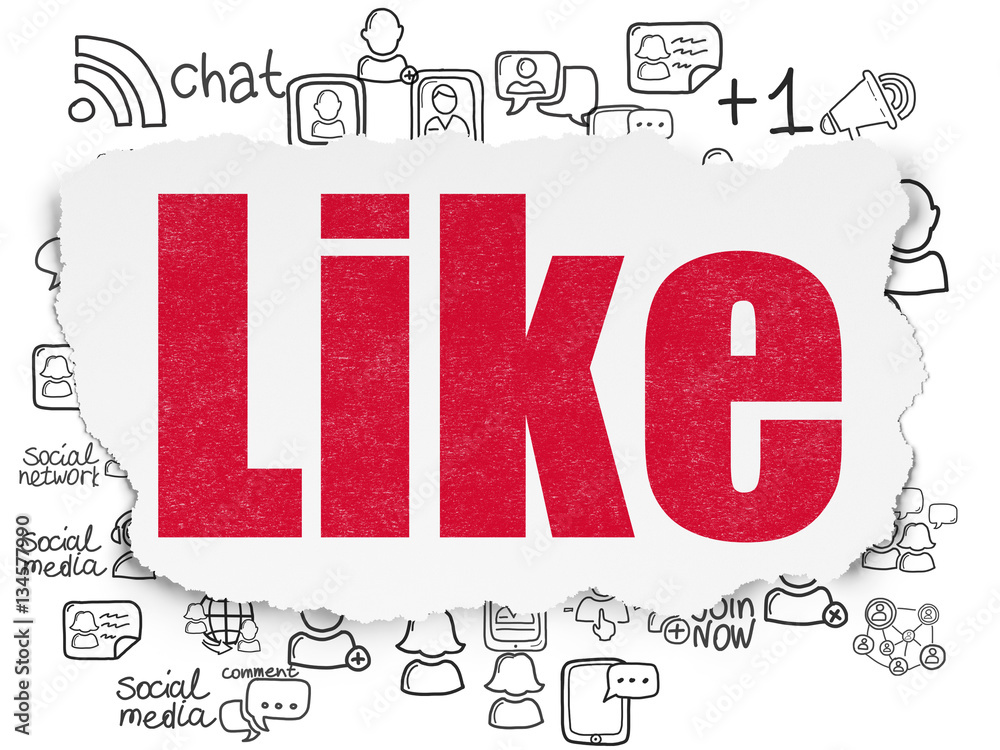 Fototapeta premium Social network concept: Like on Torn Paper background