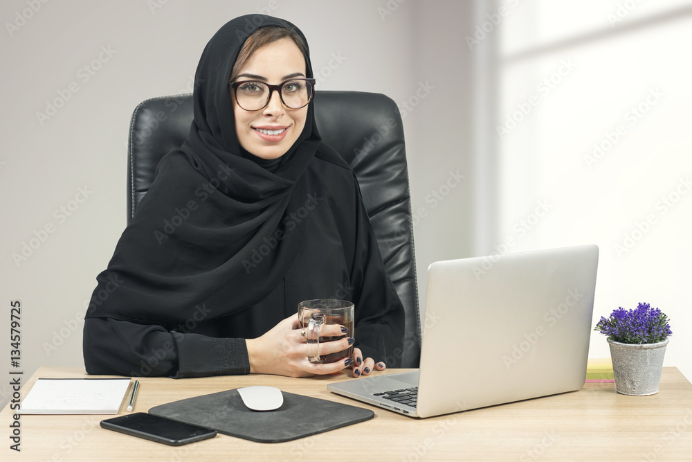 Young Arabian Businesswoman working in the office