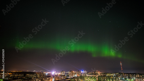 Northern Lights over Petrozavodsk. Karelia