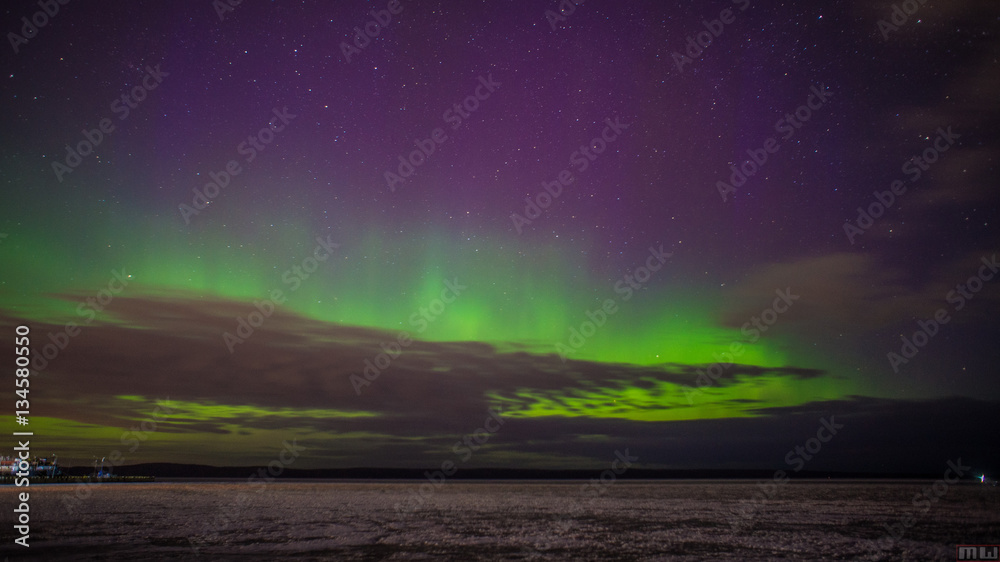 Northern Lights over Petrozavodsk. Karelia