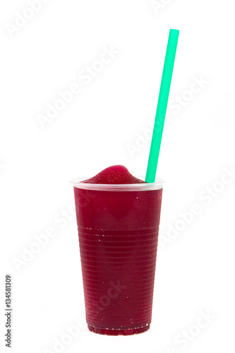 Colorful slushy, summer drink with straw
