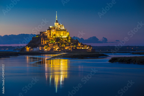 Le Mont Saint-Michel in twilight, Normandy, France