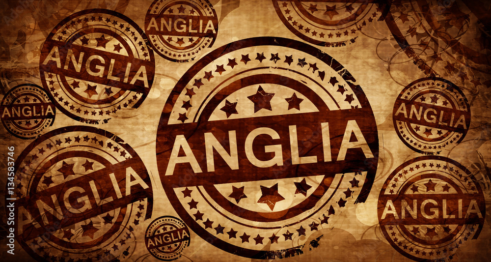 Anglia, vintage stamp on paper background