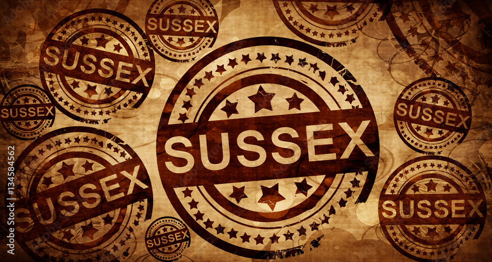 Sussex, vintage stamp on paper background