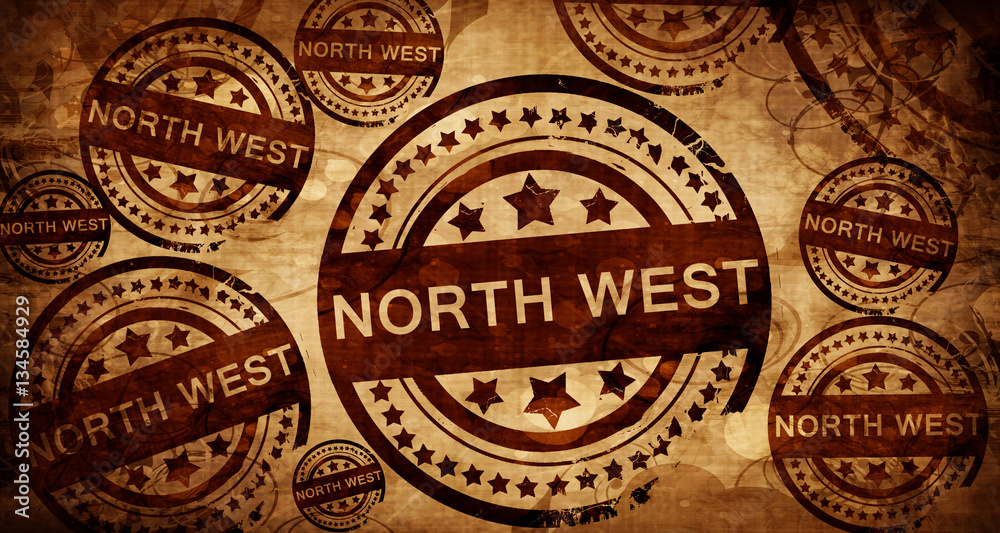 North west, vintage stamp on paper background