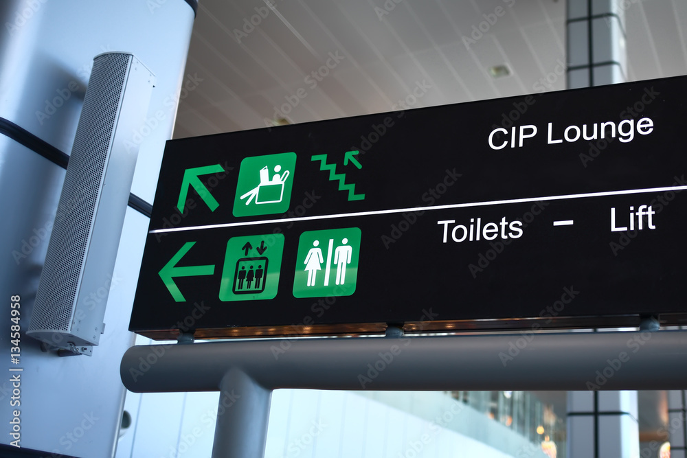 Fototapeta premium toilets and disable sign at airport