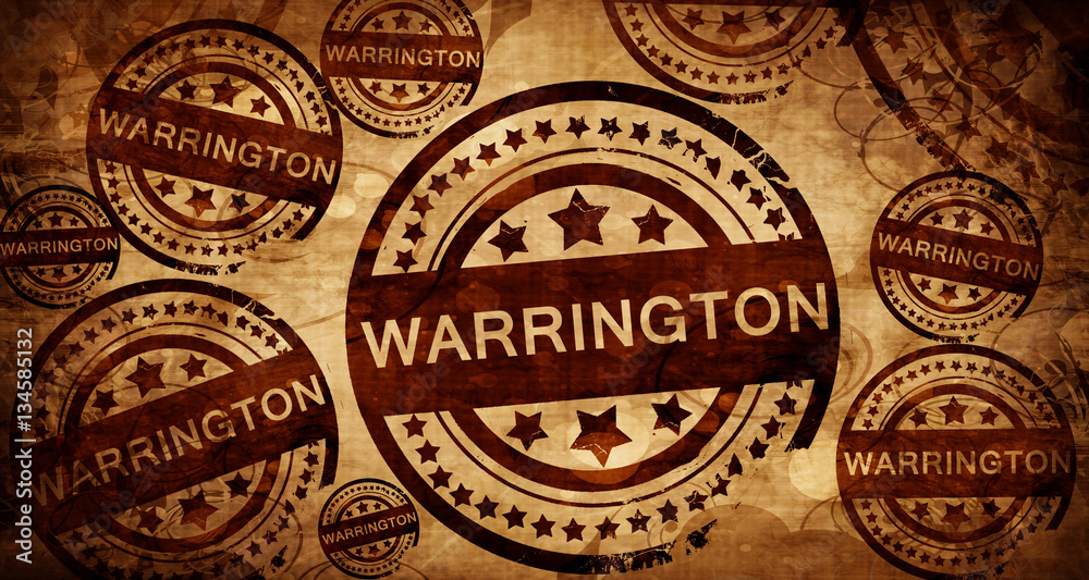 Warrington, vintage stamp on paper background