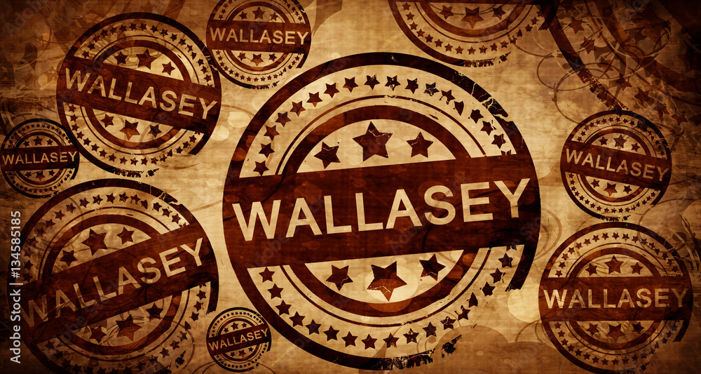 Wallasey, vintage stamp on paper background