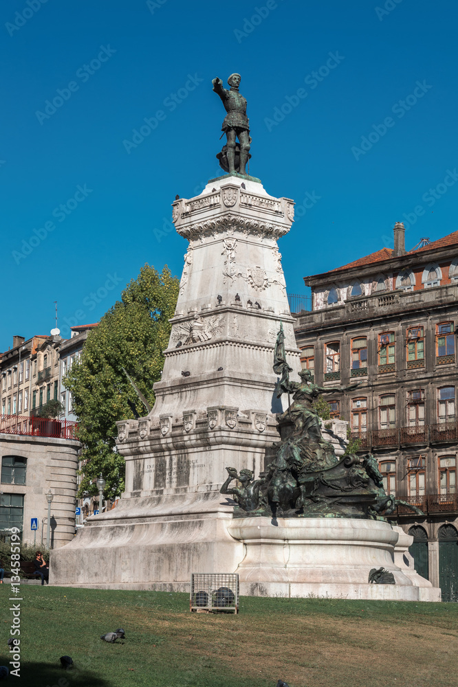 , OCTOBER 14, 2016: Square Infante Dom Henrique and set a monument in  Porto, Portugal
