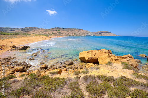 The Ramla beach  Gozo  site of the legendary cave of Calypso