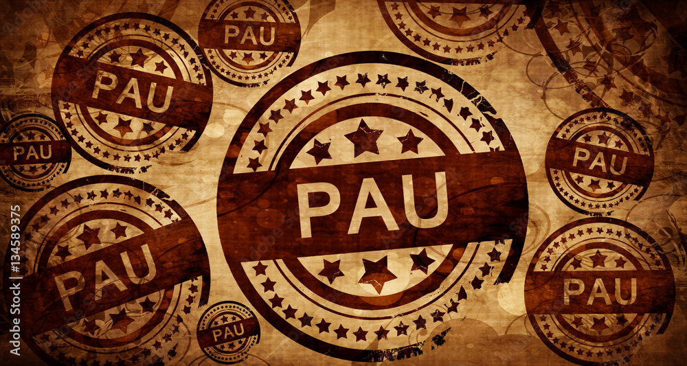 pau, vintage stamp on paper background