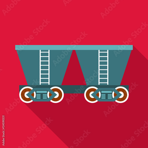 Freight railroad car icon, flat style