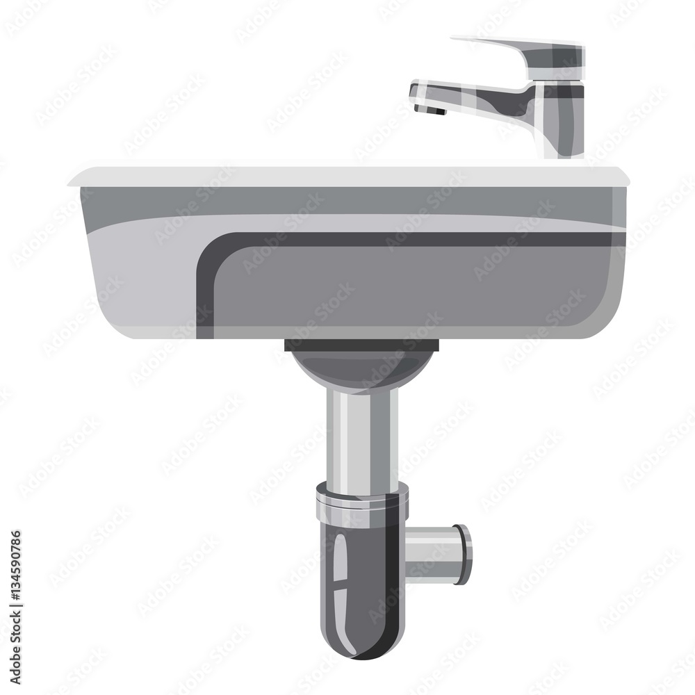 Sink in the bathroom icon, cartoon style Sink in the bathroom icon, cartoon style