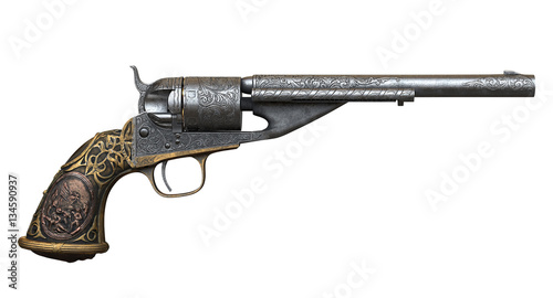 3d rendering Colt 1861 Navy Conversion Revolver on white background photo