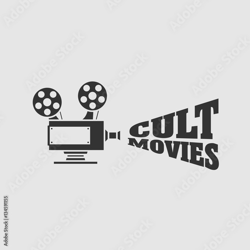 Cult movies vector logo, symbol or emblem design concept