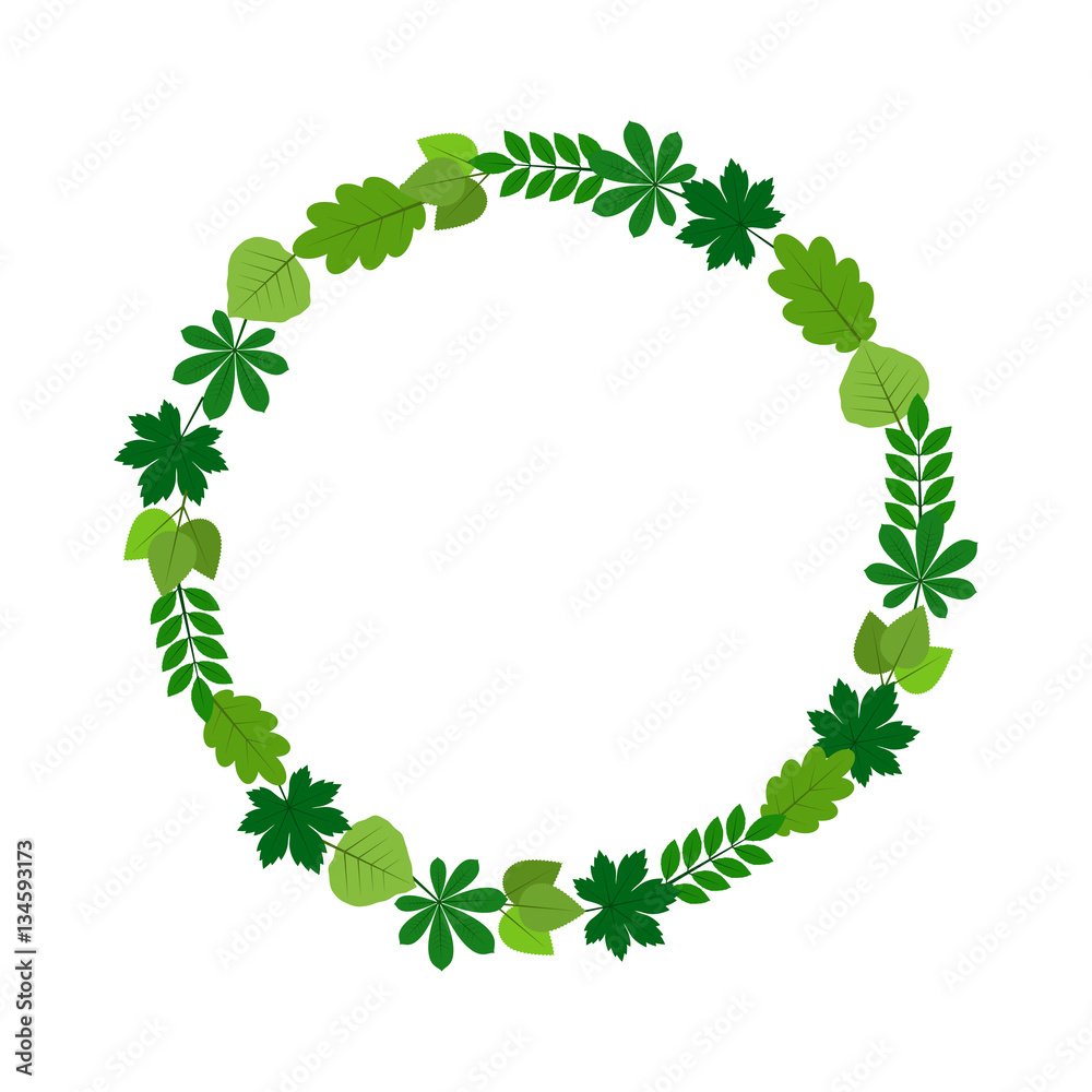 vector frame with spring green leaves vector frame with spring green leaves
