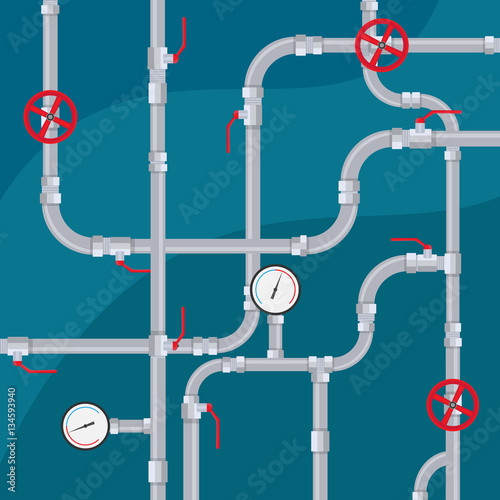 Plumbing Service of repairing Installation and pipe flat labels Tools and Device infographics with isolated vector illustration