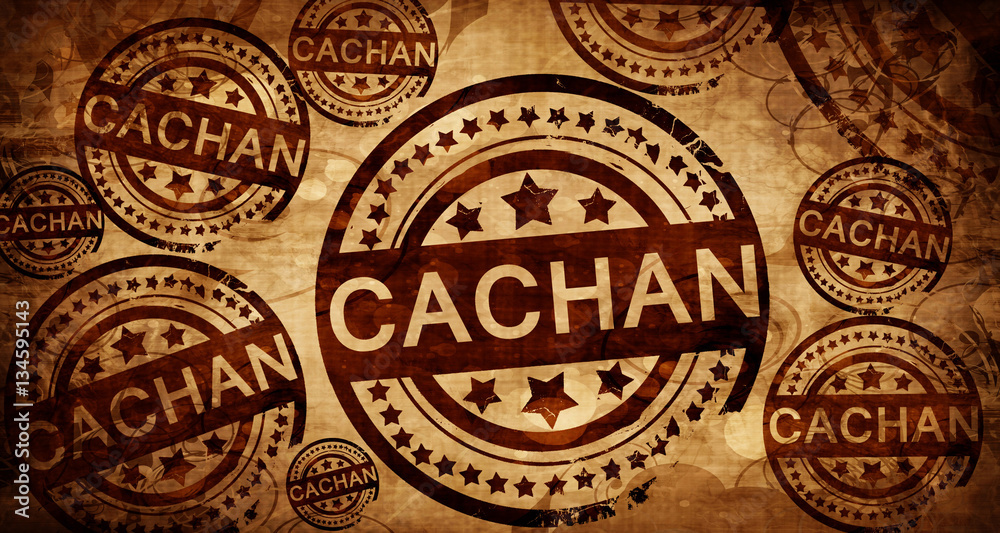 cachan, vintage stamp on paper background