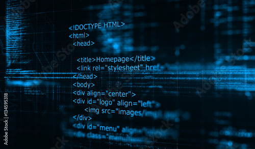 HTML code programming software background/Programming code abstract technology background of software developer and Computer script.