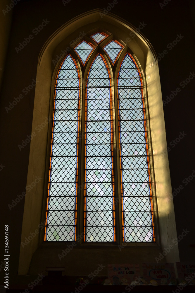 church stained glass window church interior 