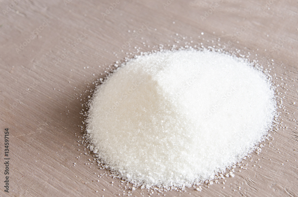 White sugar on the table in a kitchen  