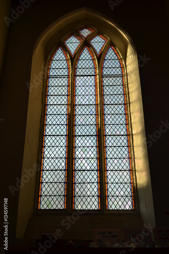 church stained glass window church interior 