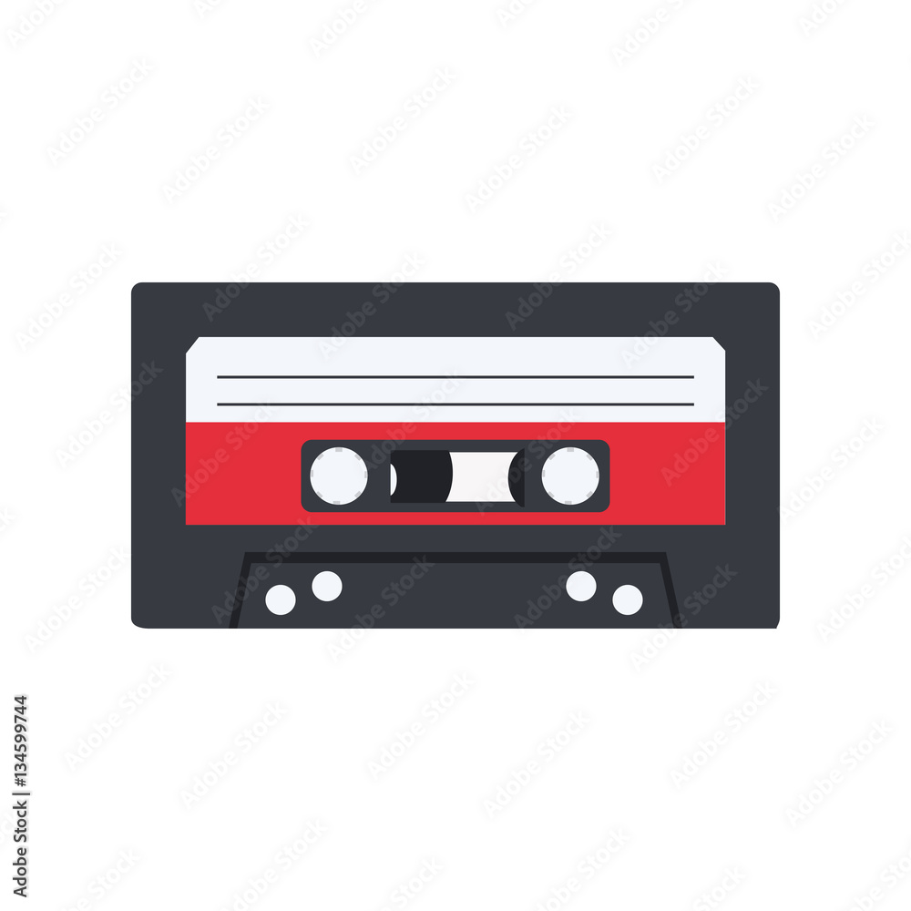 Isolated cassette icon on white background. Symbol of 90s.