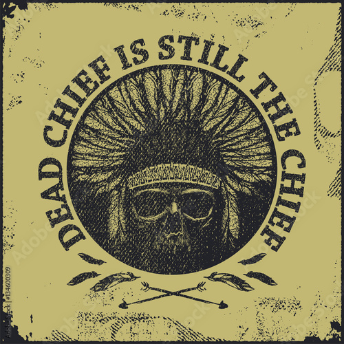 skull indian chief hand drawing style