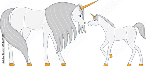 unicorn cartoon mare and foal