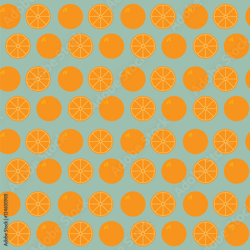Seamless background of whole and sliced orange icon