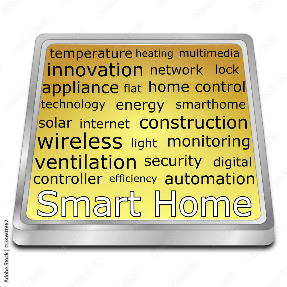 Smart Home Wordcloud Button - 3D illustration Smart Home Wordcloud Button - 3D illustration