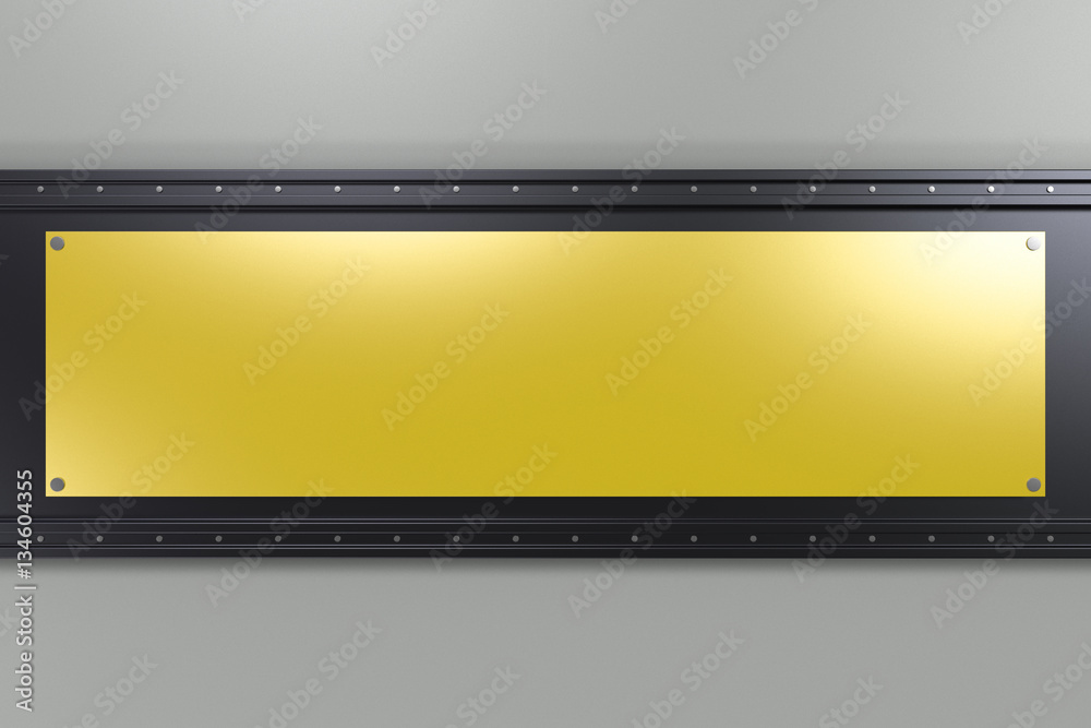 Fototapeta premium Rectangular colored plate on black and white background with riv